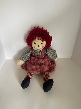 Red-Haired Rag Doll Plush Toy - Classic Handmade Style